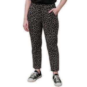 Cabi Size 6 Women’s Leopard Ankle Pants Gray Animal Print Slim Stretch Trousers